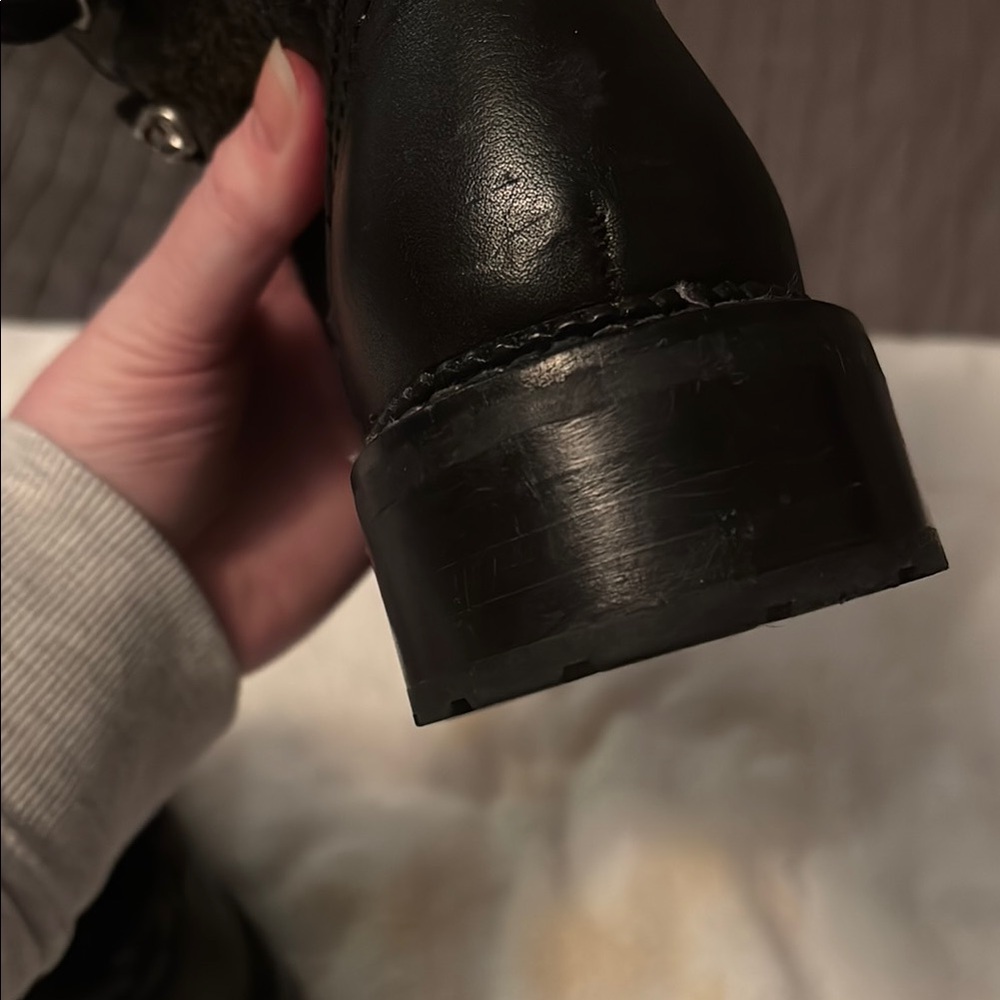 Frye Black Fur-Lined Lace-Up Boots 7.5 - Picture 9 of 17